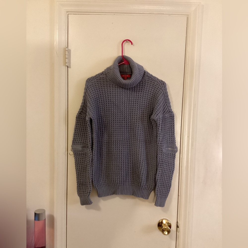 Guess Gray Chunky Knit Turtleneck Sweater